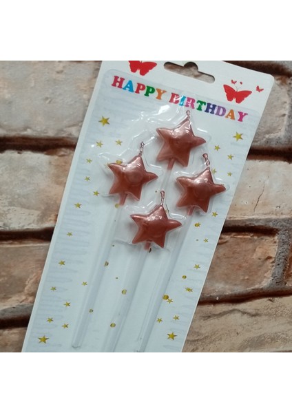 4 Adet Rose Gold Yıldız Pasta Mumu Yıldız Doğum Günü Pasta Mumu Rose Gold Pasta Mumu Yıldız Mum