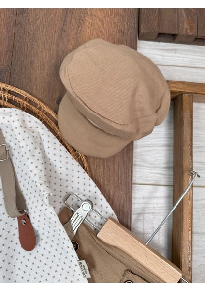 Deluxe Erkek Bebek Takım 5 Parça Şapkalı Askılı Papyonlu Gömlek ve Likralı Gabardin Pantolunlu Takım indirimleri