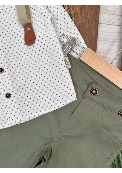 Deluxe Erkek Çocuk Takım 5 Parça Şapkalı Askılı Papyonlu Gömlek ve Likralı Gabardin Pantolunlu Takım fırsatları