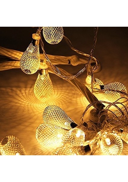 Dekor Ramazan Işıkları 2 Metre Metal Su Damlası Pilli LED Işık Gün Işığı Pilli LED Işık Warm Light