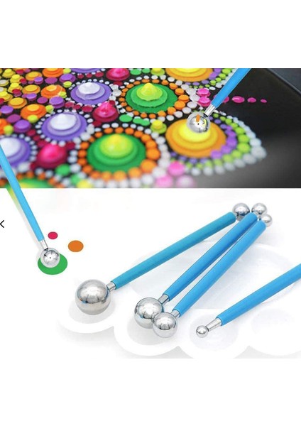 Dot Kalemi 4’lü Takım Metal Başlıklı Büyük Boy Dot Için Farklı Büyüklüklerde Mandala Kalemi