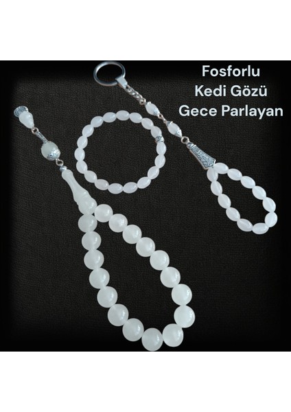 Kedi Gözü Efe Boy 17LIK Tesbih - Kedi Gözü Bileklik - Kedi Gözü Anahtarlık (Gece Parlayan Taş) fiyatları