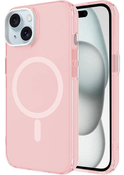 Apple iPhone 15 Plus Kılıf Şeffaf Magsafeli ve Mat Buz Tasarımlı Ice Armor Sert Silikon Kapak