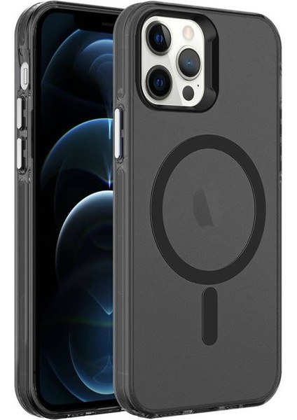 Apple iPhone 12 Pro Kılıf Şeffaf Magsafeli ve Mat Buz Tasarımlı Ice Armor Sert Silikon Kapak