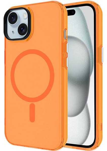 Apple iPhone 15 Plus Kılıf Iceflex Premium Magsafeli Transparan Sert Silikon Kapak