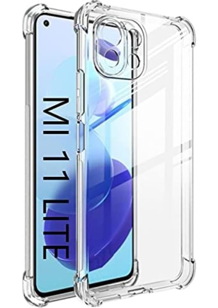 Xiaomi Mi 11 Lite Kılıf Köşe Korumalı Kılıf Şeffaf Köşeli Kılıf Slikon - Şeffaf