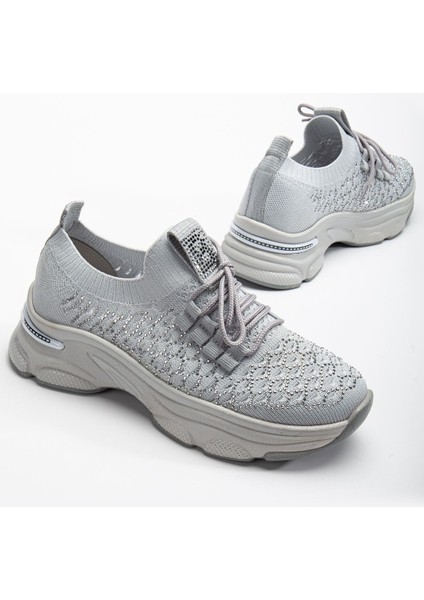 Edwin Gri Triko Bağcıklı Yüksek Topuk Rahat Kalıp Sneaker fiyatları