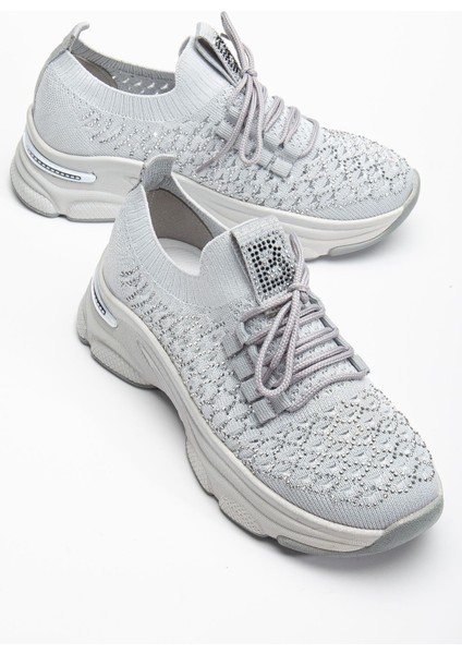 Edwin Gri Triko Bağcıklı Yüksek Topuk Rahat Kalıp Sneaker modelleri