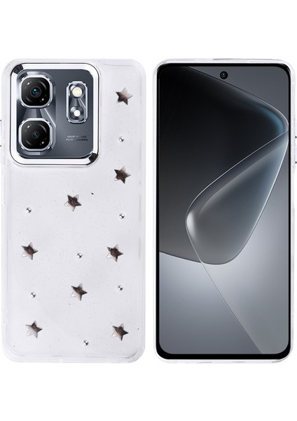 Infinix Smart 9 Kılıf Simli Kamera Çerçveli ve Mini Figür Desenli Ultra Koruma Sağlayan Kutup Sert Silikon Kapak