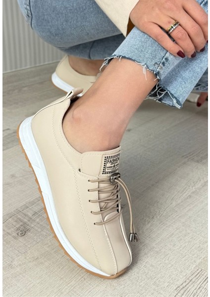 Monya Bej Cilt Bağcıklı Spor Ayakkabı fiyatları