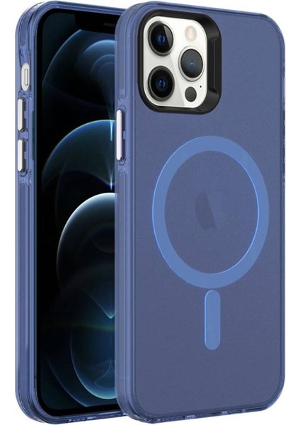 Apple iPhone 12 Pro Max Kılıf Şeffaf Magsafeli ve Mat Buz Tasarımlı Ice Armor Sert Silikon Kapak