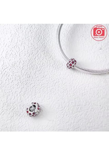 Gümüş Yuvarlak Kalpler Klips Charm