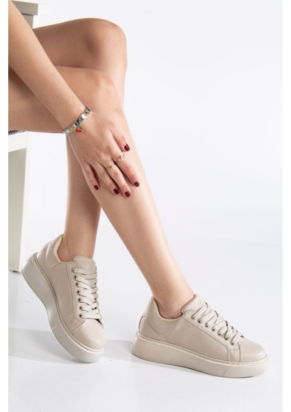 Berny Kadın Bej Cilt Spor Ayakkabı