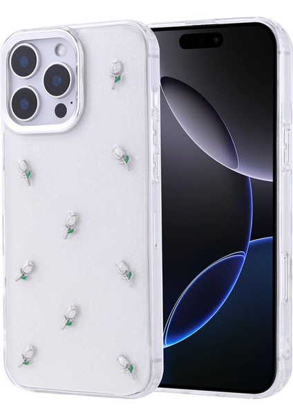 iPhone 16 Pro Max Kılıf Simli Kamera Çerçveli ve Mini Figür Desenli Ultra Koruma Sağlayan Kutup Sert Silikon Kapak