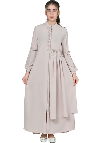 Kız Çocuk Uzun Kristal Krep Tesettür Ferace ELBISE-FRC-0003 fiyatları