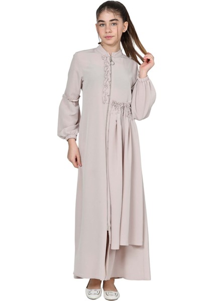 Kız Çocuk Uzun Kristal Krep Tesettür Ferace ELBISE-FRC-0003 indirimleri