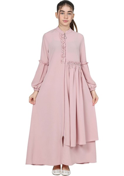 Kız Çocuk Uzun Kristal Krep Tesettür Ferace ELBISE-FRC-0003 fiyatları
