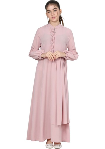 Kız Çocuk Uzun Kristal Krep Tesettür Ferace ELBISE-FRC-0003 fırsatları