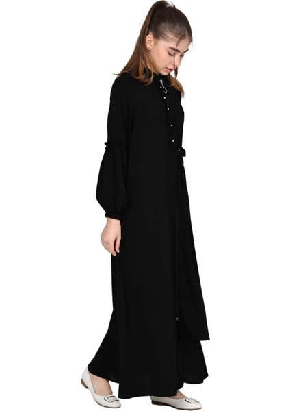 Kız Çocuk Uzun Kristal Krep Tesettür Ferace ELBISE-FRC-0003 indirimleri