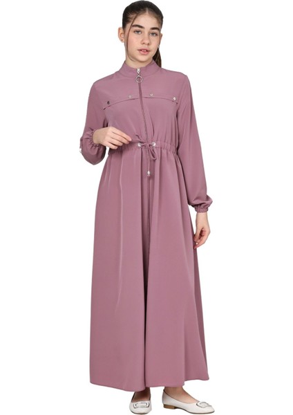 Kız Çocuk Uzun Kristal Krep Tesettür Ferace ELBISE-FRC-0003 fiyatları