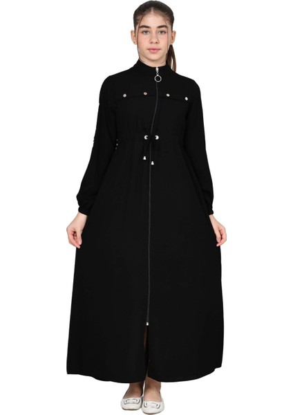 Kız Çocuk Uzun Kristal Krep Tesettür Ferace ELBISE-FRC-0005 fiyatları