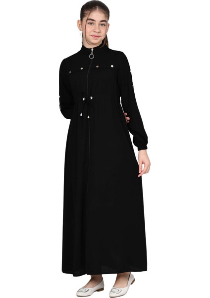 Kız Çocuk Uzun Kristal Krep Tesettür Ferace ELBISE-FRC-0005 fırsatları