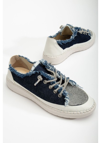Neva Taşlı Düz Taban Kadın Lacivert Kot Sneakers fiyatları