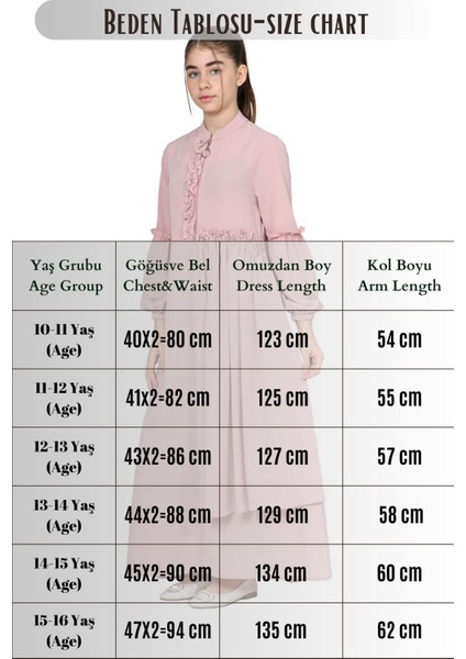 Kız Çocuk Uzun Kristal Krep Tesettür Ferace ELBISE-FRC-0003
