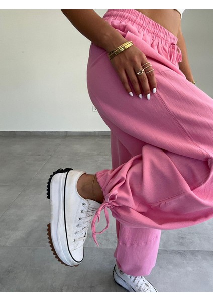 Kadın Elza Keten Paça Bağcıklı Tasarım Pantolon fiyatları