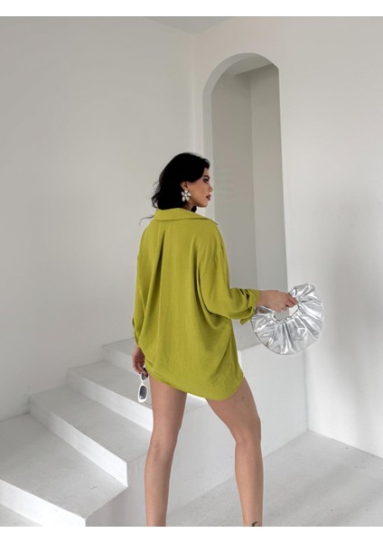 Kadın Flory Ayrobin Oversize Tek Cep Gömlek