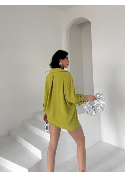 Kadın Flory Ayrobin Oversize Tek Cep Gömlek