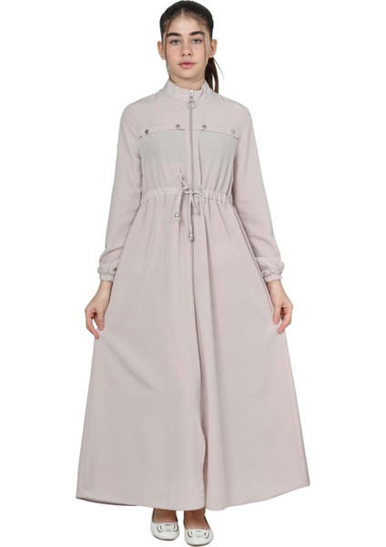 Kız Çocuk Uzun Kristal Krep Tesettür Ferace ELBISE-FRC-0005