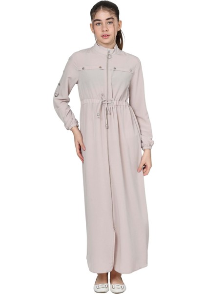 Kız Çocuk Uzun Kristal Krep Tesettür Ferace ELBISE-FRC-0005 indirimleri