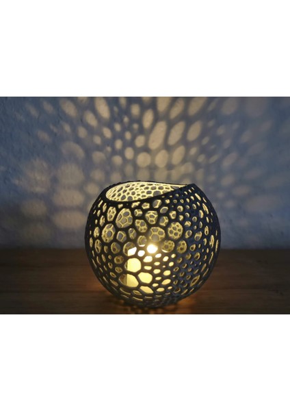 Voronoi Küre Şeklinde Dekoratif Mumluk 'elektronik Mum Dahil'