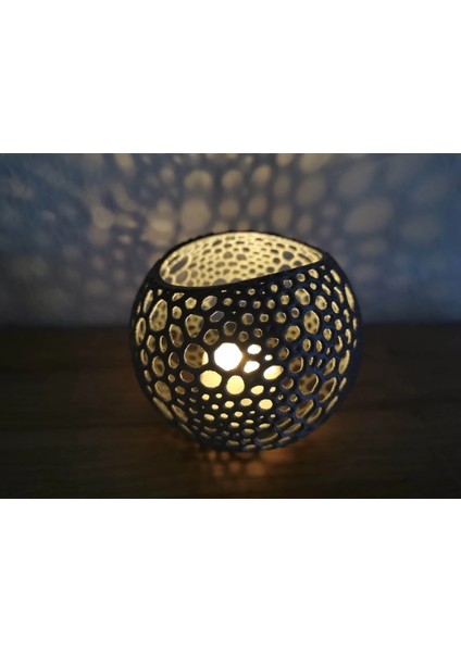 Voronoi Küre Şeklinde Dekoratif Mumluk 'elektronik Mum Dahil'