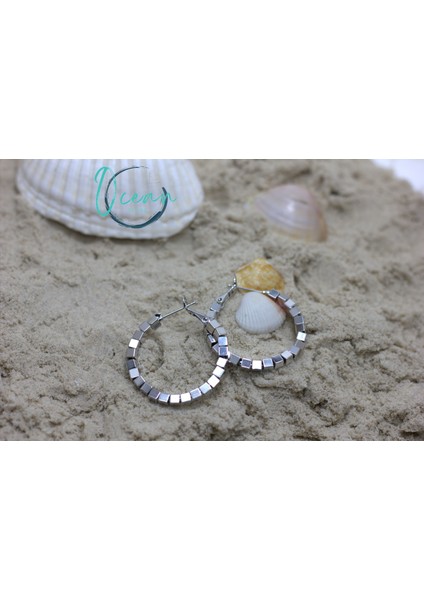 Çelik Gümüş Renk Halka Küpe modelleri