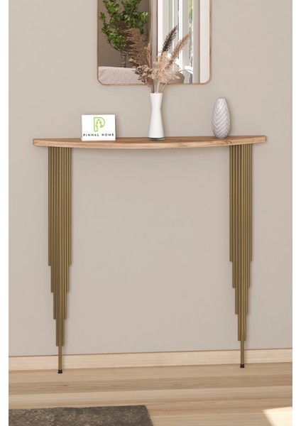 Dresuar Petek Üstü Raf Yarım Ay Atlantik Çam Gold Ayak 80*18CM (60CM Altı Petekler Için Geçerlidir)