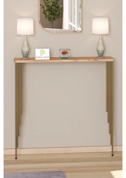 Dresuar Petek Üstü Raf Oval Kenar Atlantik Çam Gold Ayak 120*18CM (110CM Altı Petekler Için Geçerlidir)