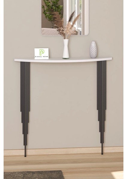 Yarım Ay Oval Kenar Dresuar Beyaz 100CM Siyah Ayak