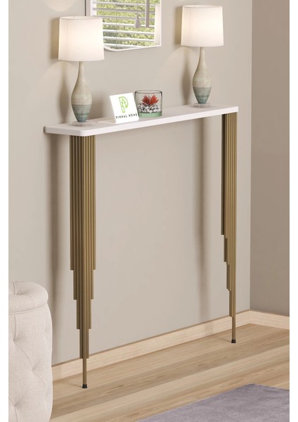 Dresuar Petek Üstü Raf Oval Kenar Beyaz Gold Ayak 60*18cm (50cm Altı Petekler İçin Geçerlidir)