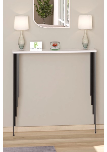 Dresuar Petek Üstü Raf Oval Kenar Beyaz Siyah Ayak 80*18CM (70CM Altı Petekler Için Geçerlidir)