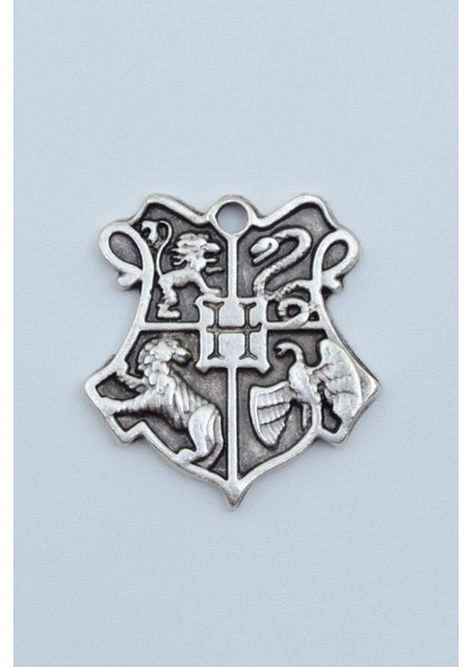 Harry Potter Hogwarts Sembol Kolye Ucu - Antik Gümüş Kaplama - Kod:222