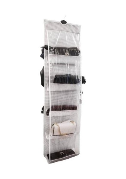 Oz cm ax 10 Bölmeli Dolap Içi Çanta Organizeri - Pembe Çizgili