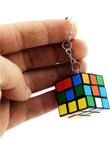 Nostaljik Zeka Küpü Sihirli Mini Rubik Anahtarlık 3x3 cm