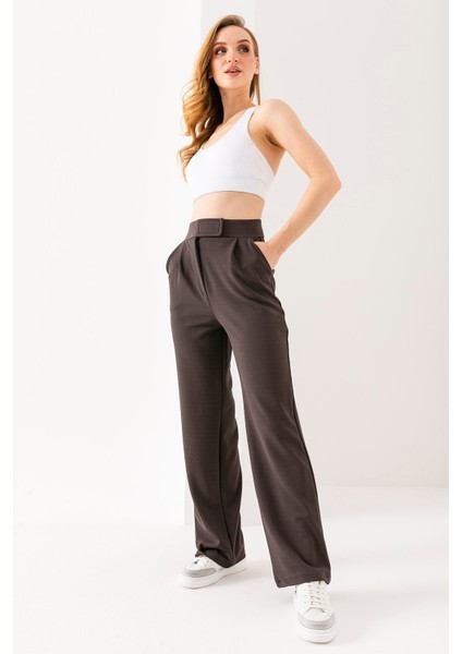 Kadın Likralı Cırt Kapama Palazzo Pantolon Antrasit - 5920-5146 fiyatları