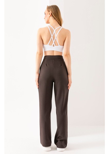 Kadın Likralı Cırt Kapama Palazzo Pantolon Antrasit - 5920-5146 modelleri