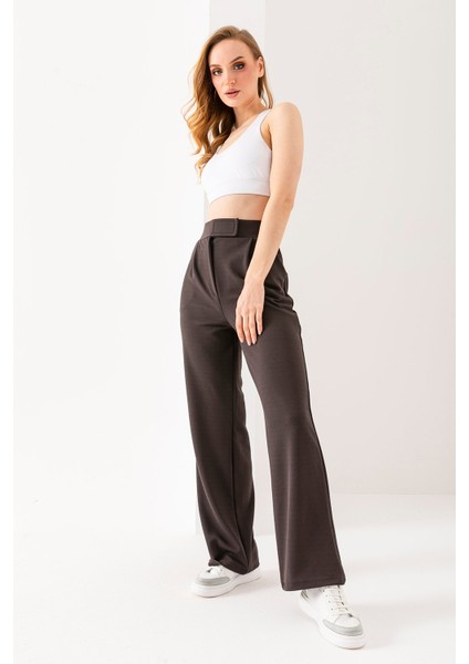 Kadın Likralı Cırt Kapama Palazzo Pantolon Antrasit - 5920-5146 fırsatları
