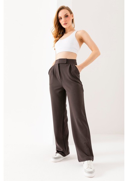 Kadın Likralı Cırt Kapama Palazzo Pantolon Antrasit - 5920-5146 indirimleri