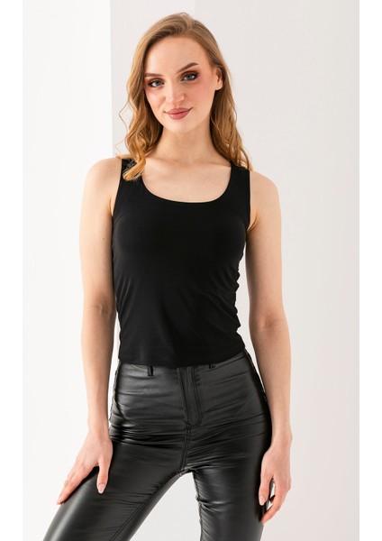 Kadın Askılı Bisiklet Yaka Basic Bluz Siyah - 25Y 2409 modelleri