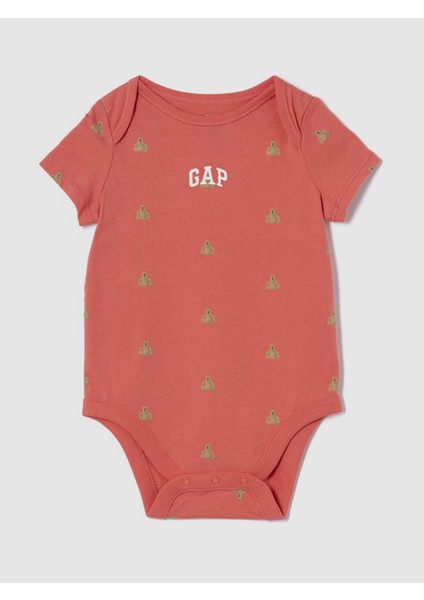 Bebek Kırmızı Gap Logo Brannan Bear Grafikli Bodysuit